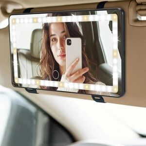 LED Light Mirror USB Charging for Car Sun Visor, adjustable brightness.